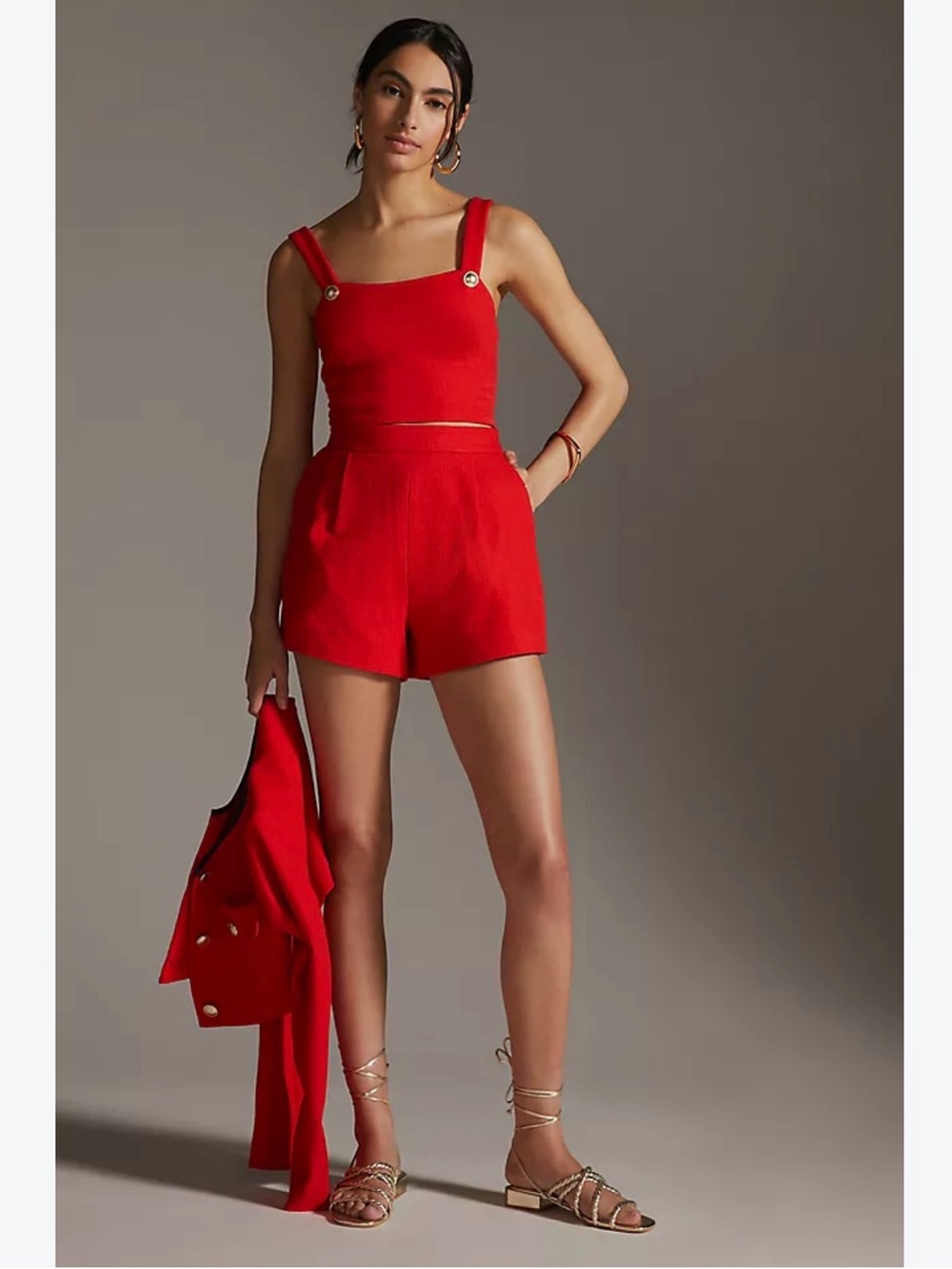 Maeve Red High-Waist Tailored Shorts